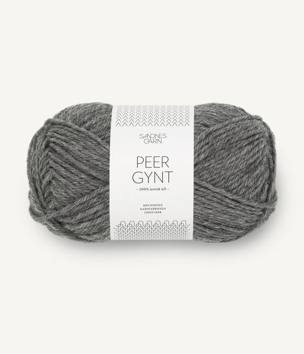 Sandnes Garn Peer Gynt 1053 Dark Grey Melange – Wollgarn aus 100 % norwegischer Wolle