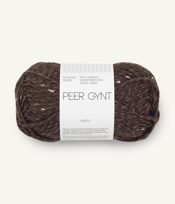 Sandnes Garn Peer Gynt 3085 Dark Brown Tweed – Wollgarn aus 100 % norwegischer Wolle