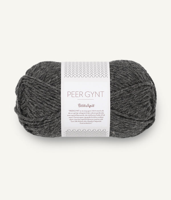 Sandnes Garn Peer Gynt by PetiteKnit 1065 Charcoal Melange – Wollgarn aus 100 % norwegischer Wolle