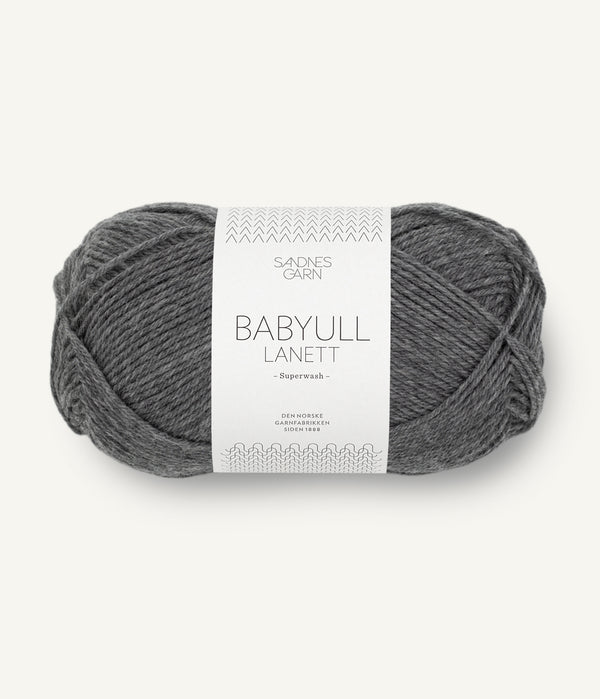 Sandnes Garn Babyull Lanett 1053 Dark Grey Melange – Garn aus 100 % Superwash-Merinowolle