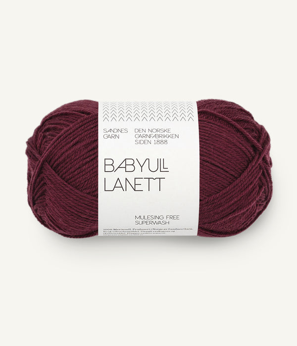 andnes Garn Babyull Lanett 4372 Deep Burgundy – Garn aus 100 % Superwash-Merinowolle