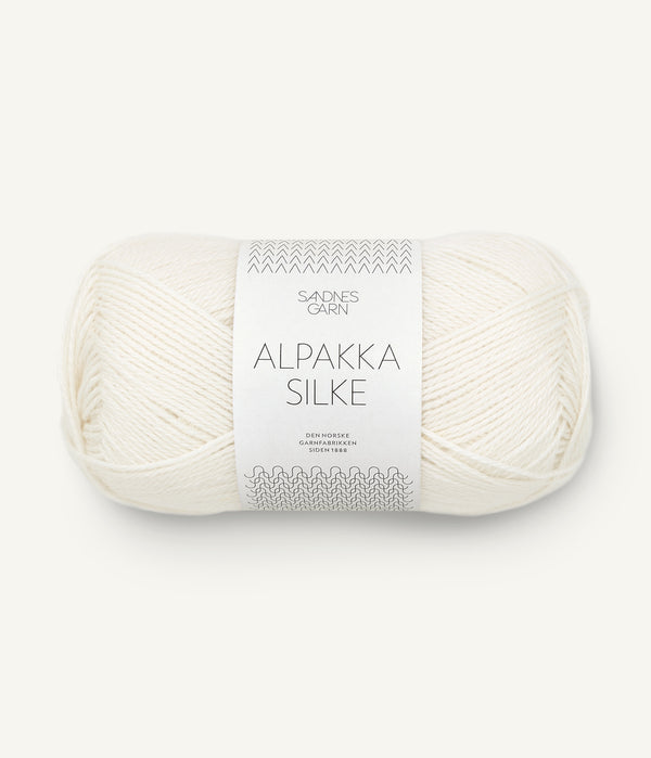Sandnes Garn Alpakka Silke 1002 White – Garn aus 70 % Babyalpaka und 30 % Maulbeerseide