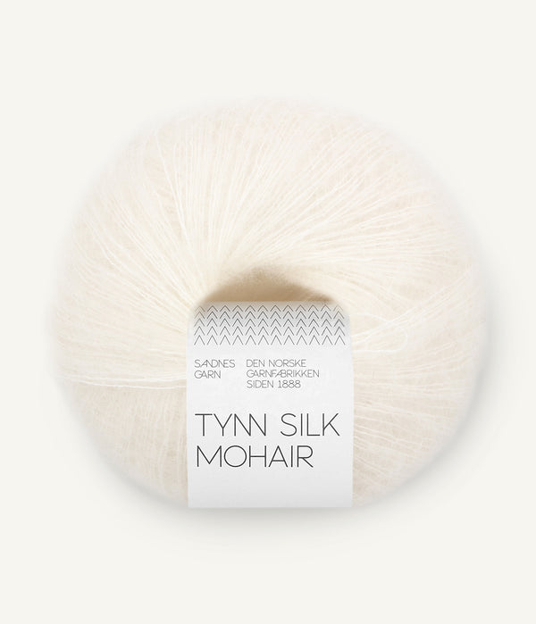 Sandnes Garn Tynn Silk Mohair 1001 True White – Garn aus 57 % Mohair, 28 % Seide und 15 % Wolle