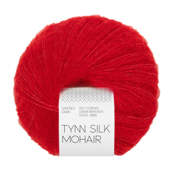 Sandnes Garn Tynn Silk Mohair 4219 True Red – Garn aus 57 % Mohair, 28 % Seide und 15 % Wolle