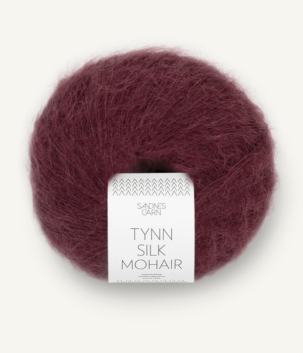 Sandnes Garn Tynn Silk Mohair 4372 Deep Burgundy – Garn aus 57 % Mohair, 28 % Seide und 15 % Wolle