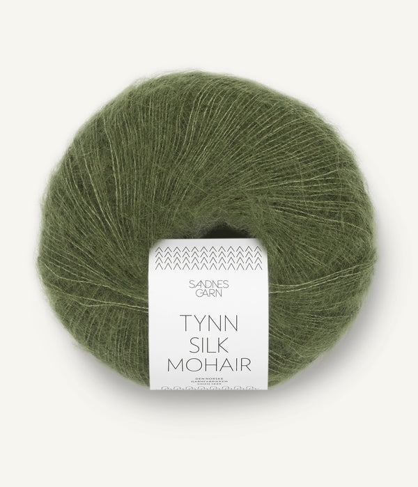 Sandnes Garn Tynn Silk Mohair 9062 Olive Green – Garn aus 57 % Mohair, 28 % Seide und 15 % Wolle