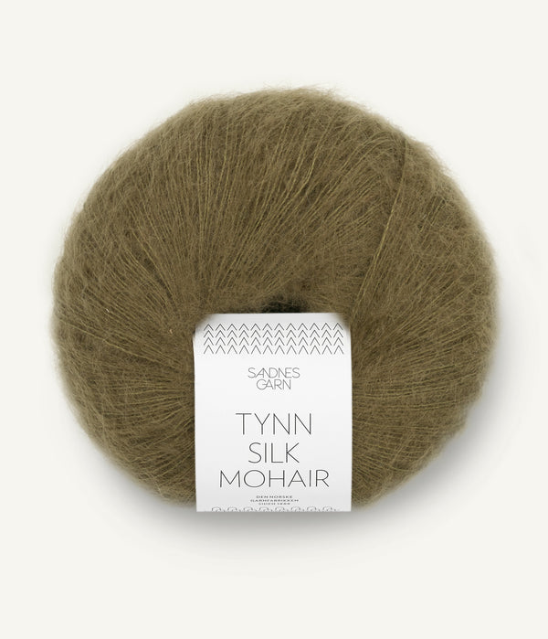 Sandnes Garn Tynn Silk Mohair 9873 Dark Olive – Garn aus 57 % Mohair, 28 % Seide und 15 % Wolle 