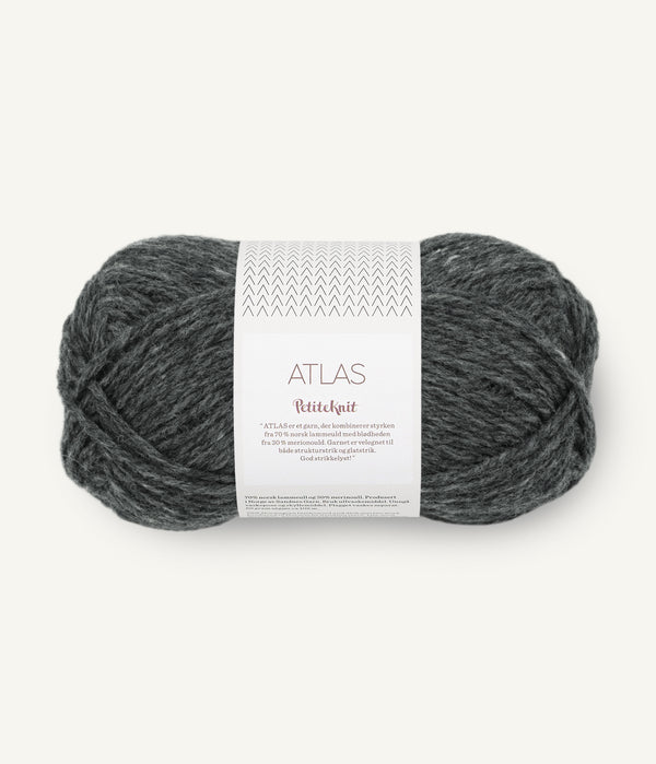 Sandnes Garn Atlas by PetiteKnit 1070 Charcoal Melange – Garn aus 70 % norwegischer Lammwolle und 30 % Merinowolle