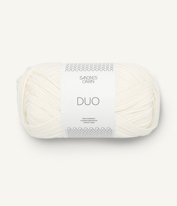 Sandnes Garn Duo 1002 White – Garn aus 55 % Merinowolle und 45 % Baumwolle