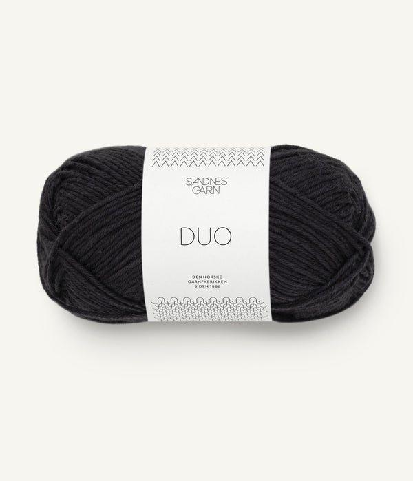 Sandnes Garn Duo 1099 Black – Garn aus 55 % Merinowolle und 45 % Baumwolle