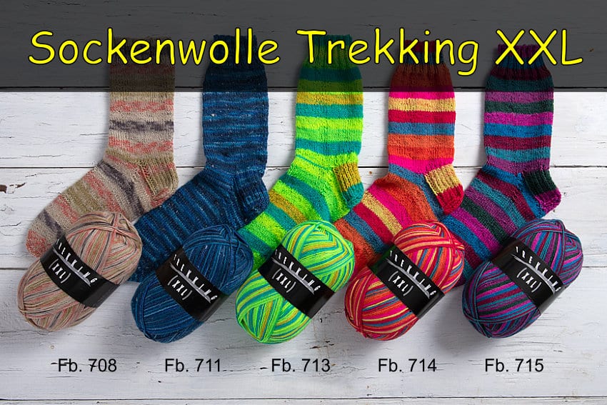 Atelier Zitron Sockenwolle Trekking XXL - Farbe 708 - 715 - Beitragsbild