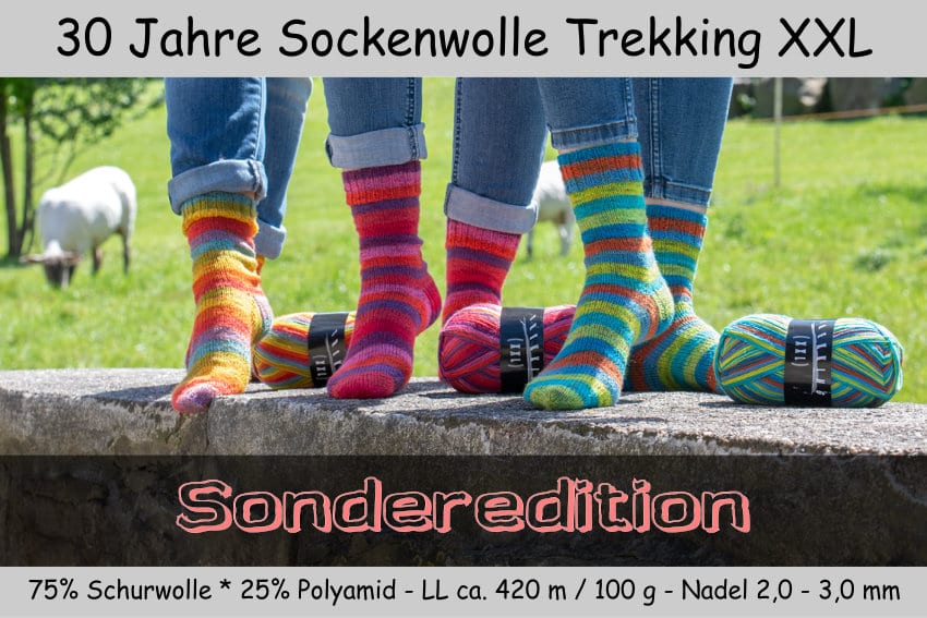 Atelier Zitron Sockenwolle Trekking XXL - Farbe 001 - 003 - Beitragsbild